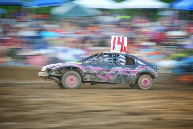 Demolition derby action at a Unique Motor Sports event